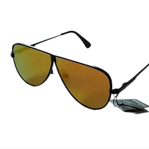 Mirror Polorized UV400 Tented Aviator Sunglasses In Yellow/Orange Only - Picture 3 of 7